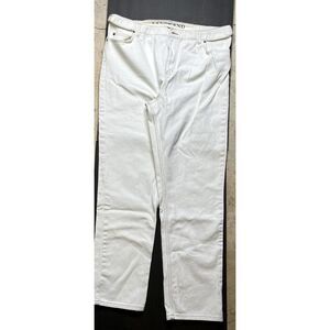 Lands End White Denim High Rise Elastic Adjustable Waist Button Jeans Size 18